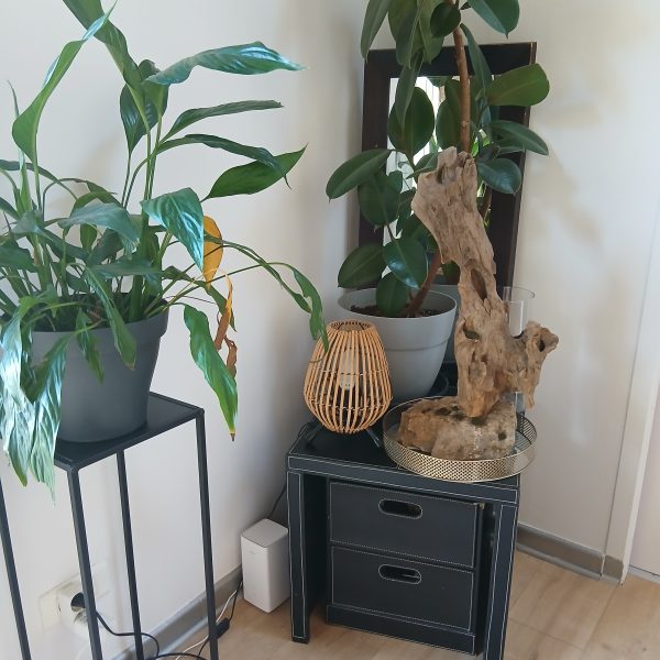 Bois sculpté sur pierre naturelle