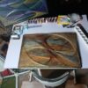 art filaire sur tableau bois recyclé