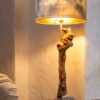 lampe en bois flotté avec abat jour recyclé (vendu sans ampoule)