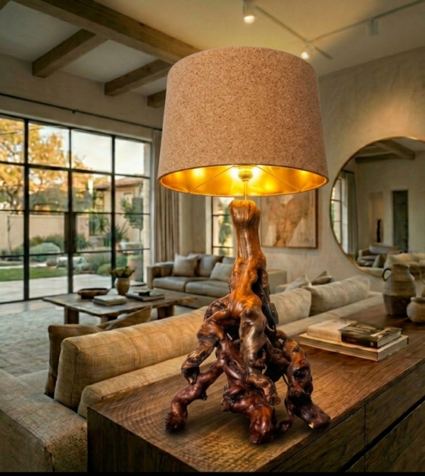 Lampe cep de vigne 102,5 lampe en cep de vigne avec abat jour recyclé et customisé