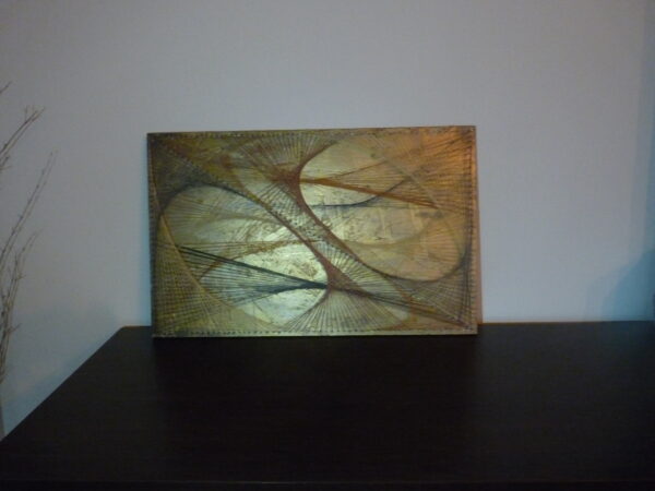 art filaire sur tableau bois recyclé