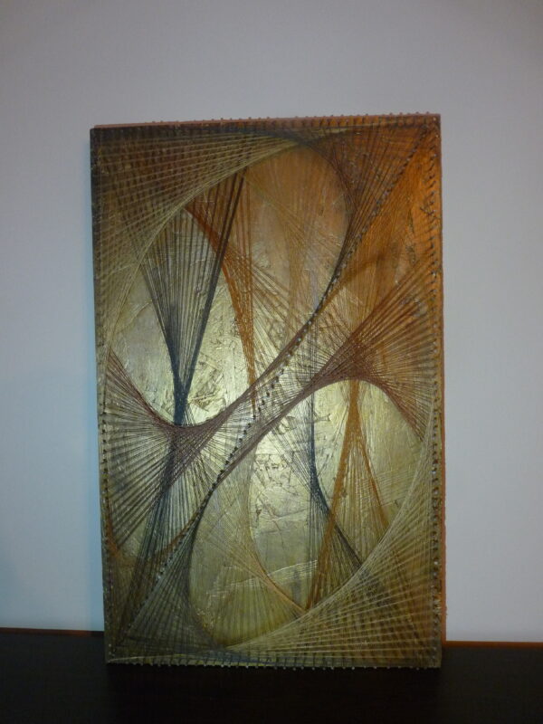 art filaire sur tableau bois recyclé