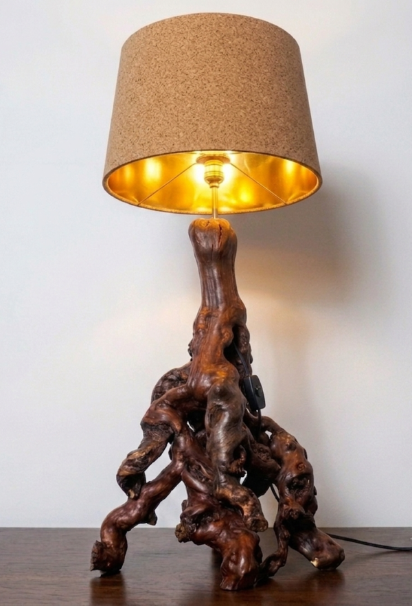 lampe en cep de vigne (3) lampe en cep de vigne avec abat jour recyclé et customisé