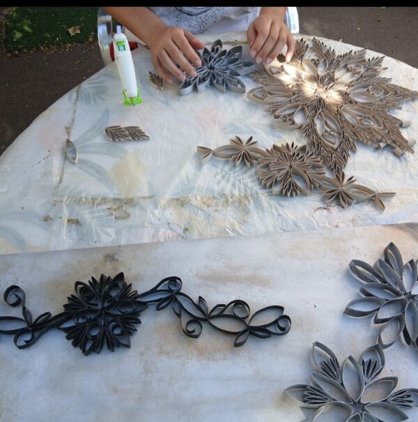 tableau en matériaux recyclés "en cours de création"